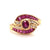 Vintage French Ruby Diamond 18 Karat Yellow Gold Bypass Ring