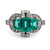 Art Deco Inspired Emerald Diamond Platinum Cocktail Ring