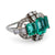 Art Deco Inspired Emerald Diamond Platinum Cocktail Ring