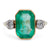 Antique French GIA Russian Emerald Diamond 18k Yellow Gold Platinum Three Stone Ring