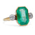 Antique French GIA Russian Emerald Diamond 18k Yellow Gold Platinum Three Stone Ring