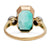 Antique French GIA Russian Emerald Diamond 18k Yellow Gold Platinum Three Stone Ring