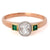 Mid Century Russian Diamond Emerald 14k Rose Gold Platinum Ring