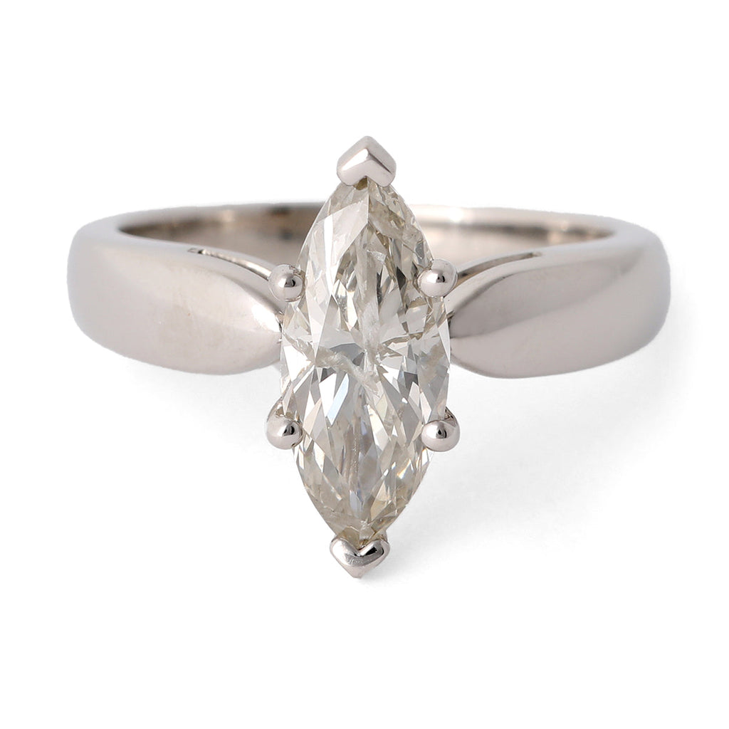 Vintage GIA 2.03 Carats Marquise Cut Diamond Platinum Solitaire Ring