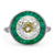 Art Deco Inspired 2.51 Carats Old European Cut Diamond Emerald 14k White Gold Target Ring