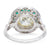 Art Deco Inspired 2.51 Carats Old European Cut Diamond Emerald 14k White Gold Target Ring