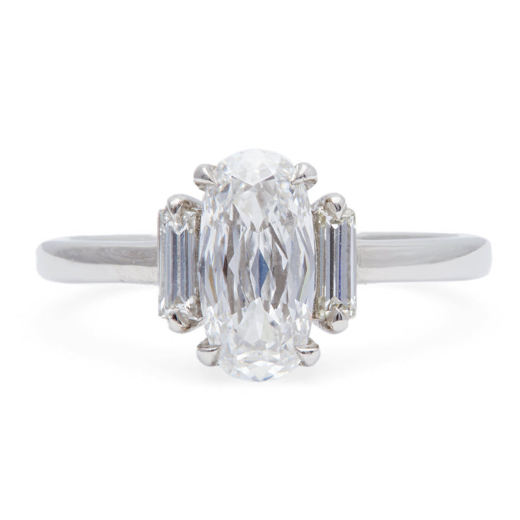 GIA 1.55 Carats Cushion Cut Diamond Platinum Ring
