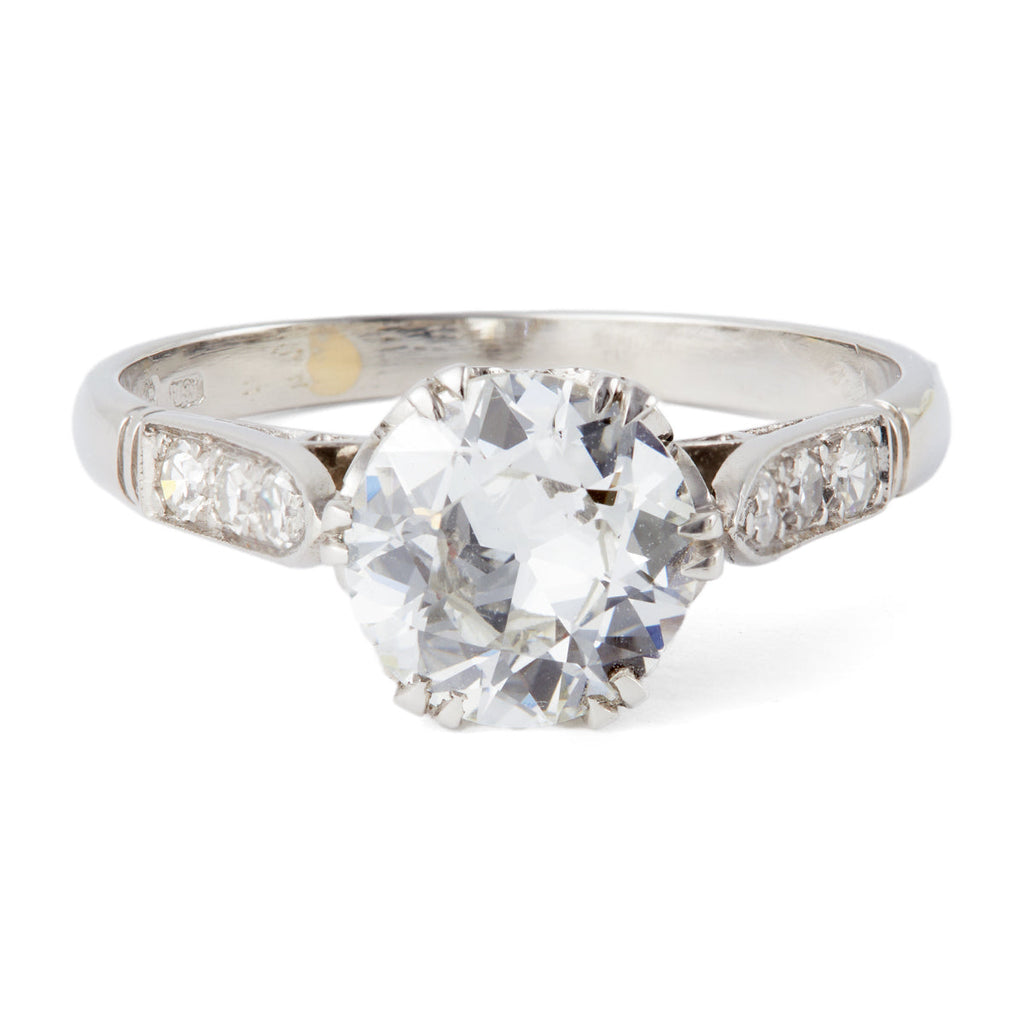 Art Deco GIA 1.55 Carats Old European Cut Diamond Platinum Ring