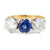 Mid Century French LFG Diamonds Sapphire 18k Gold Three Stone Ring