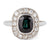 Art Deco French Sapphire Diamond Platinum 18k Gold Halo Ring