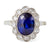 Art Deco Synthetic Sapphire Diamond 14 Karat White Gold Cluster Ring
