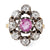 Antique French Pink Sapphire Diamond 18k Yellow Gold Silver Cocktail Ring