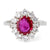 Vintage AIG 1.00 Carats Ruby Diamond 18k White Gold Cluster Ring