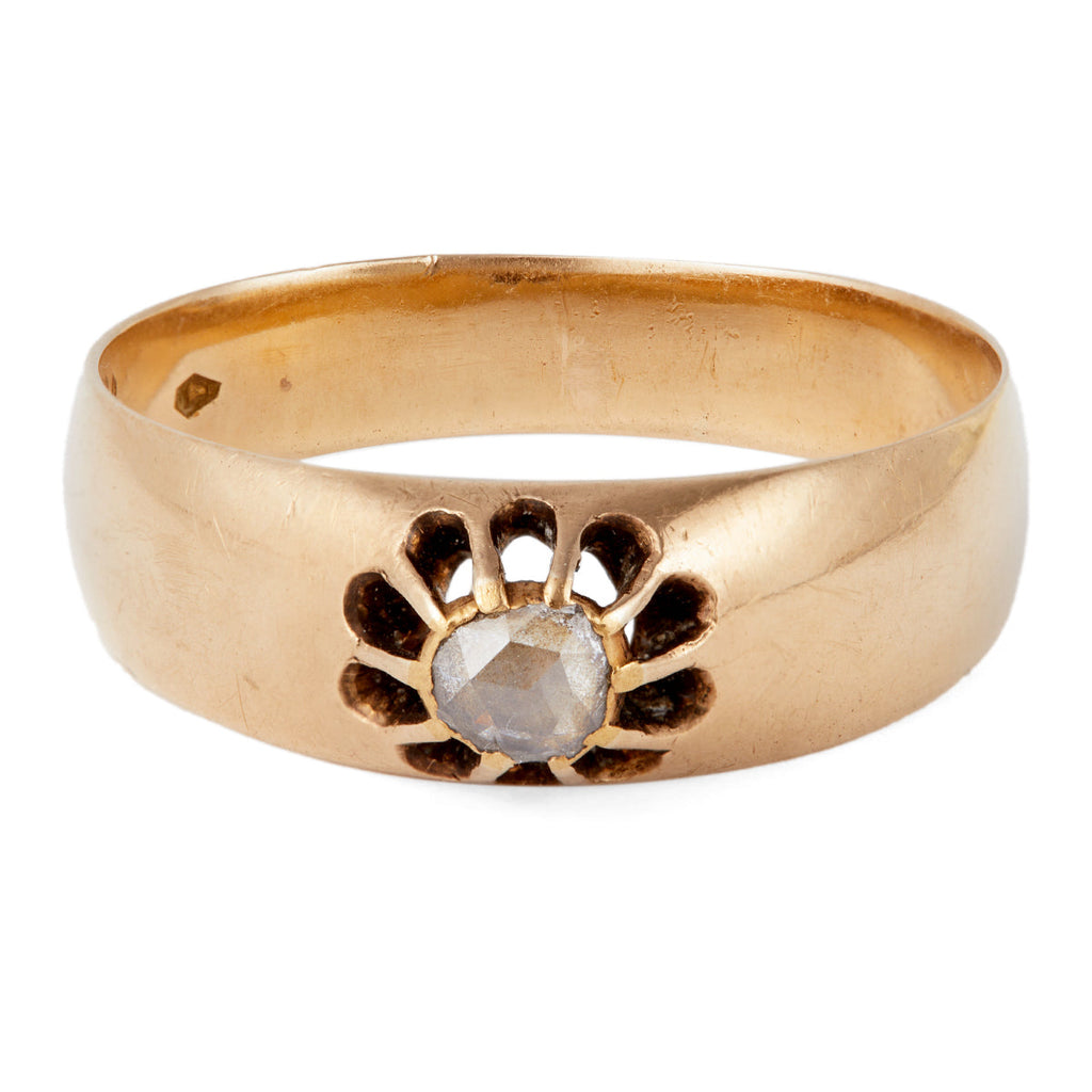 Antique Austrian Rose Cut Diamond 14 Karat Rose Gold Band Ring