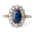 Edwardian Sapphire Diamond 14k White Gold Cluster Ring
