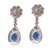 Art Deco Inspired Sapphire Diamond 18k White Gold Dangle Earrings