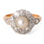 Edwardian Pearl Diamond 18k Yellow Gold Platinum Cluster Ring