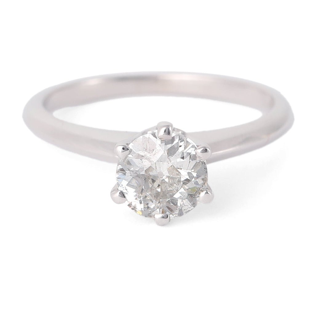 Mid Century GIA 1.06 Carats Old European Cut Diamond 18k White Gold Solitaire Ring