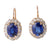Edwardian Synthetic Sapphire Diamond 14k Yellow Gold Cluster Earrings