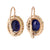 Edwardian Synthetic Sapphire Diamond 14k Yellow Gold Cluster Earrings