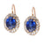 Edwardian Synthetic Sapphire Diamond 14k Yellow Gold Cluster Earrings