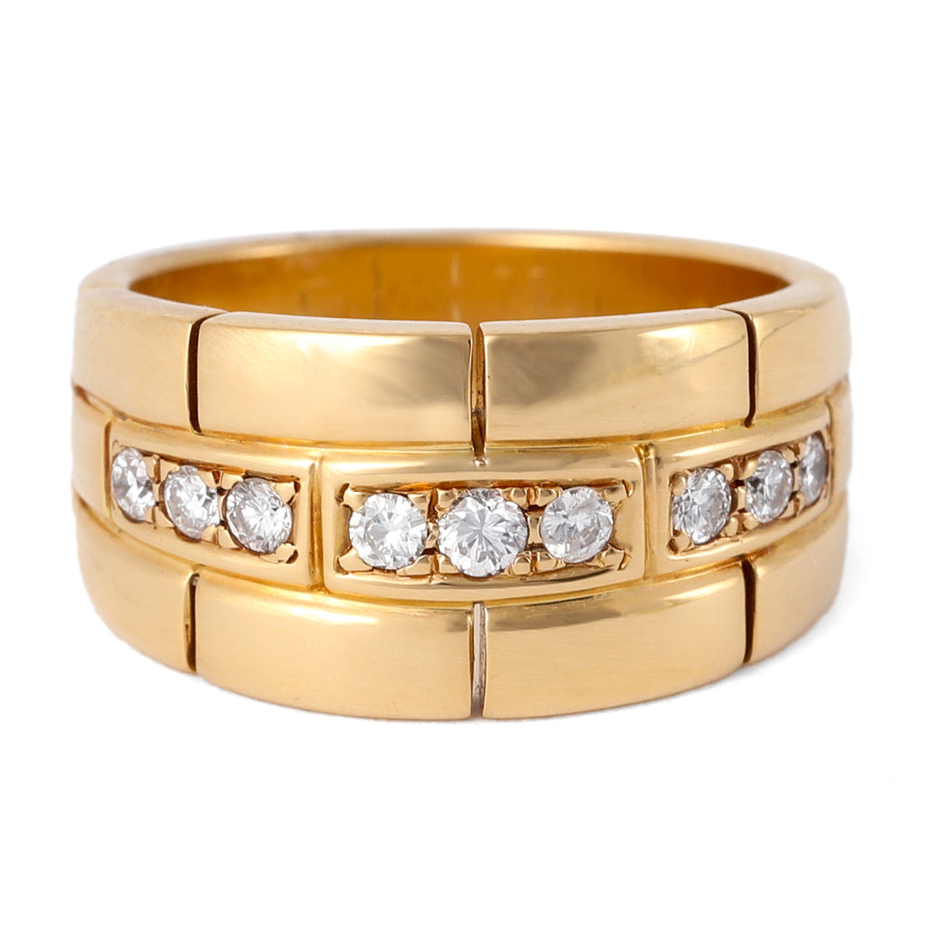 Vintage Cartier Diamond 18k Yellow Gold Maillon Panthere Ring