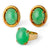 Mid Century Gumps Jade 18k Yellow Gold Earrings and Ring Set