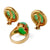 Mid Century Gumps Jade 18k Yellow Gold Earrings and Ring Set