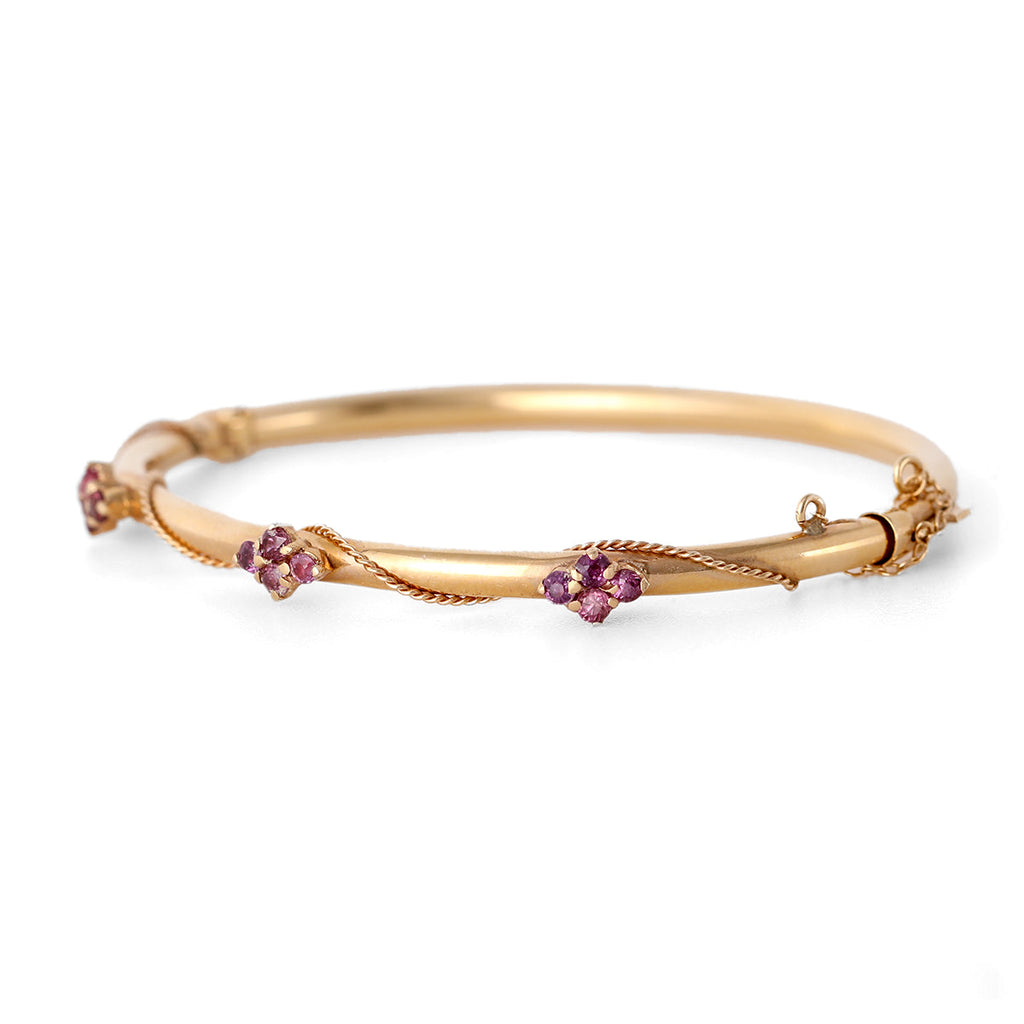Victorian Garnet 14k Yellow Gold Bangle Bracelet
