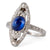 Edwardian J.E. Caldwell Sapphire Diamond Platinum Navette Dinner Ring