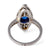 Edwardian J.E. Caldwell Sapphire Diamond Platinum Navette Dinner Ring