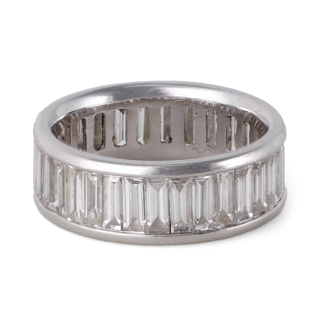 Mid Century Baguette Cut Diamond Platinum Eternity Band