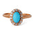 Victorian Turquoise Diamond 14k Rose Gold Cluster Ring