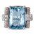 Mid Century Aquamarine Diamond Platinum Cocktail Ring