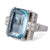 Mid Century Aquamarine Diamond Platinum Cocktail Ring
