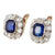 Edwardian Sapphire Diamond Platinum 18k Gold Cluster Earrings