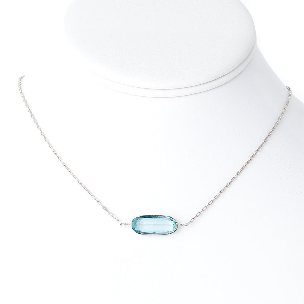 Art Deco Aquamarine Platinum Pendant Necklace