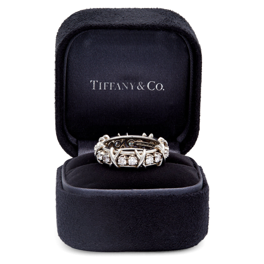 Tiffany & Co. Schlumberger Diamond Platinum Sixteen Stone Ring