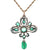 Victorian Emerald Diamond Silver 14k Rose Gold Pendant