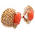 Mid Century Seaman Schepps Coral Diamond 14 Karat Yellow Gold Ear Clip Earrings
