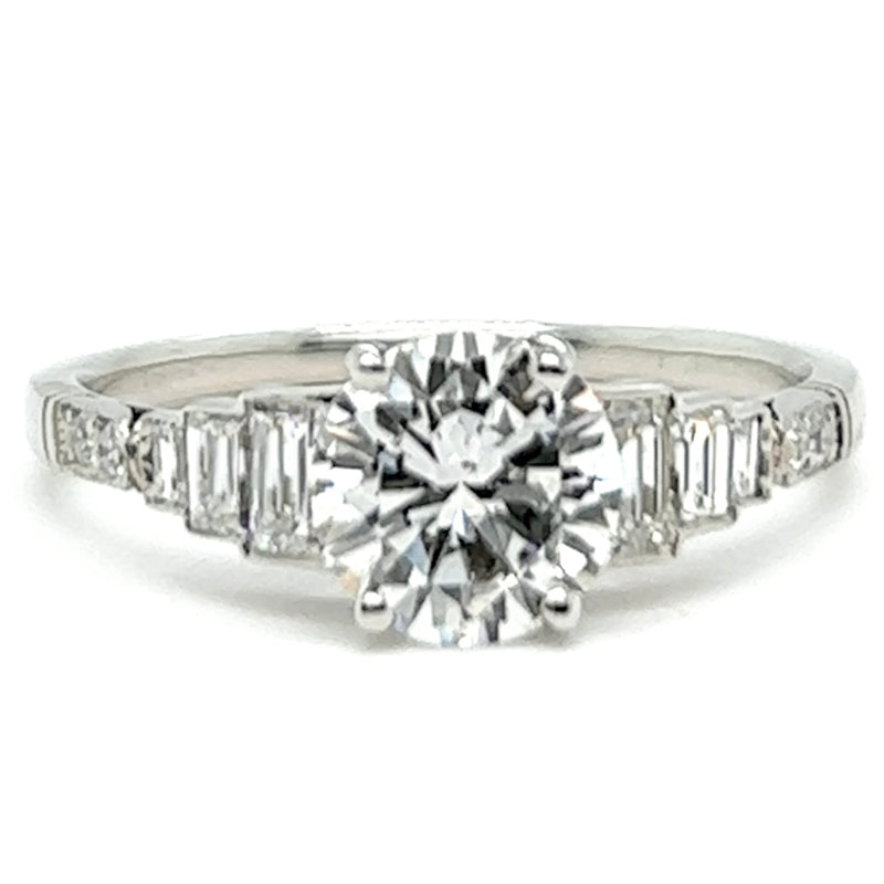 Art Deco Inspired GIA 1.02 Carats Diamond Platinum Engagement Ring