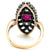 Victorian Austrian Ruby Diamond 14 Karat Rose Gold Silver Navette Dinner Ring