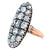 Napoleon III Era French Diamond Silver 18k Rose Gold Navette Dinner Ring