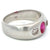 Austrian Art Deco Ruby Diamond 14 Karat White Gold Three Stone Bezel Set Ring
