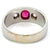 Austrian Art Deco Ruby Diamond 14 Karat White Gold Three Stone Bezel Set Ring