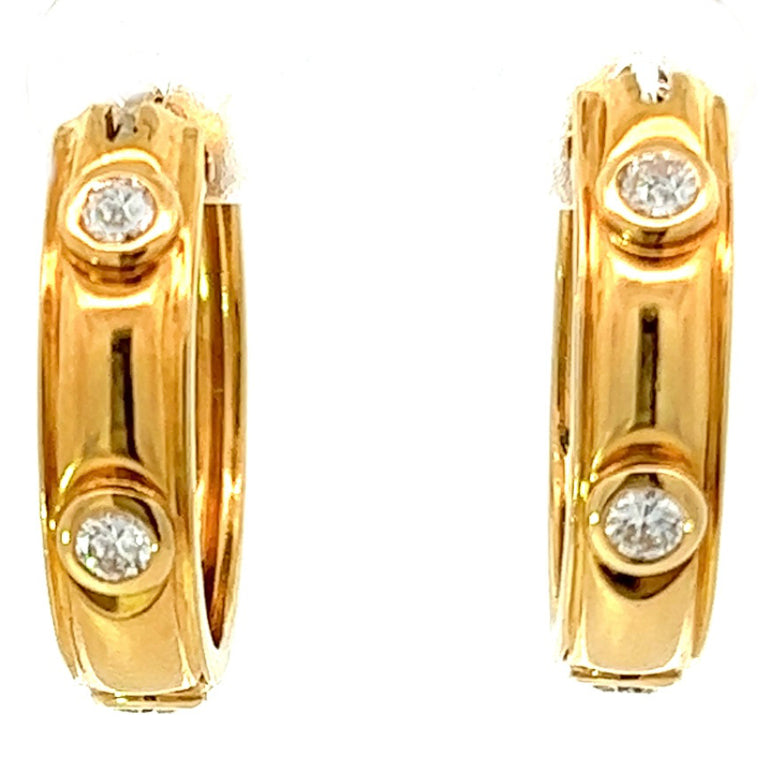 Vintage Tiffany & Co. Italy Diamond 18 Karat Yellow Gold Hoop Earrings