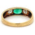 Antique Austrian Emerald Diamond 14 Karat Yellow Gold Three Stone Band Ring
