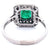 Art Deco Inspired Emerald Diamond Platinum Double Halo Engagement Ring