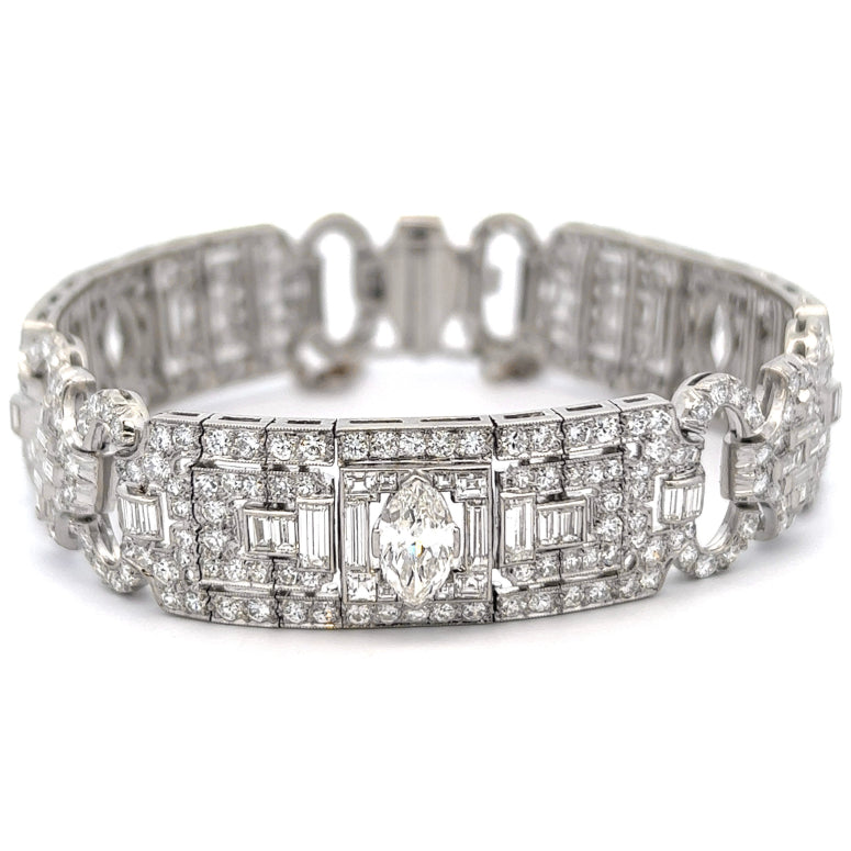 Art Deco Diamond Platinum Link Bracelet