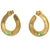 Vintage Italian Emerald Diamond 18 Karat Yellow Gold Hoop Earrings